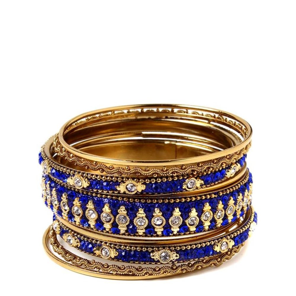Austrian Crystal Gold Tone Brass Bangle Set